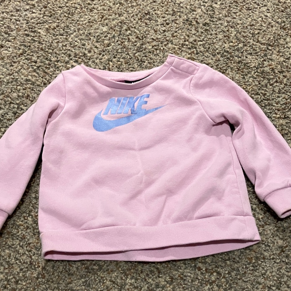 Nike Kids Light Pink Sweatshirt with purple Logo 18 Months